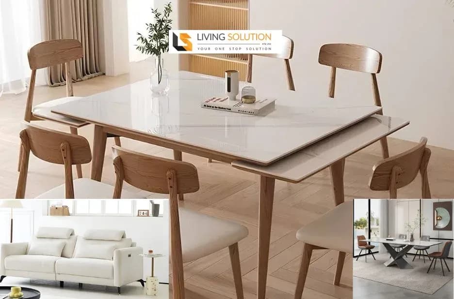 Wooden Dining Table in Singapore for a Warm, Elegant Dining Space by Living Solution Pte Ltd